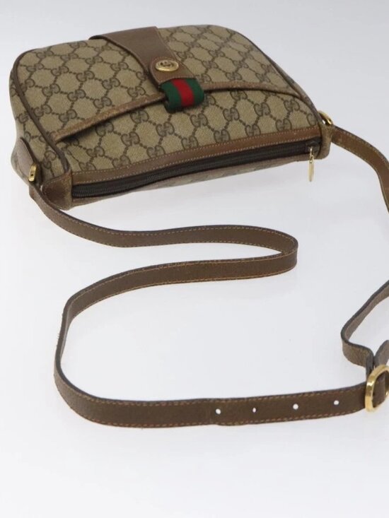 GUCCI GG Supreme Web Sherry Line Bag PVC Beige Gold 89 02 032 Auth hk2475 - Picture 7 of 16